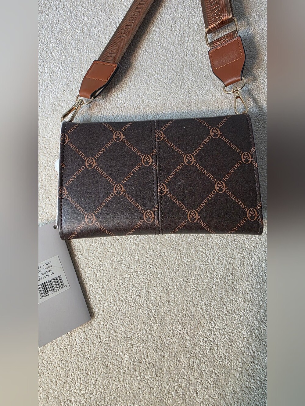Valentino Orlandi Vegan Leather Logo Crossbody Bag Wallet Gold Accents OS NWT - Picture 7 of 7